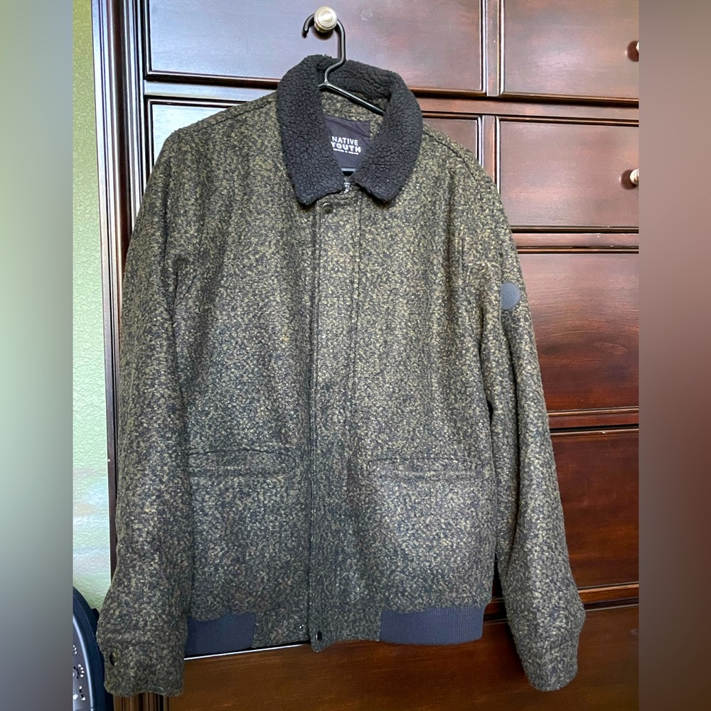 Native Youth Sherpa Collar Wool Flight Jacket